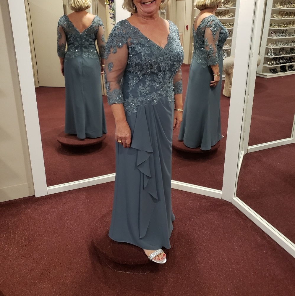 Gorgeous Gown Steel Grey Blueish Mother of Bride
